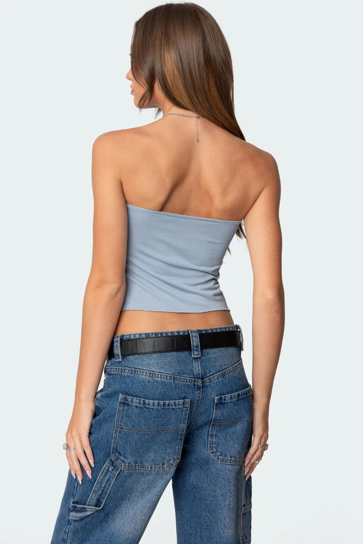 Light Blue Twisted Front Tube Top