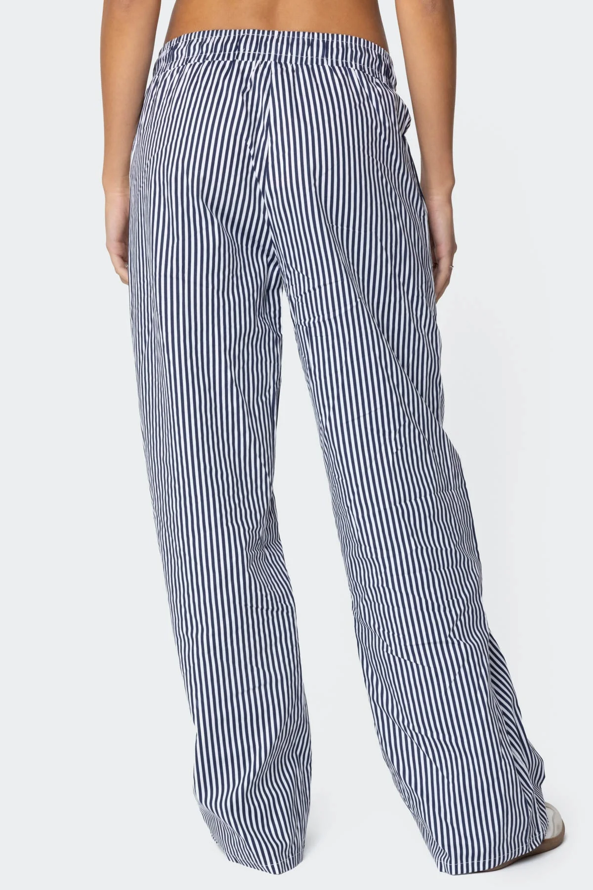 Striped Cotton Elastic Waist Pants