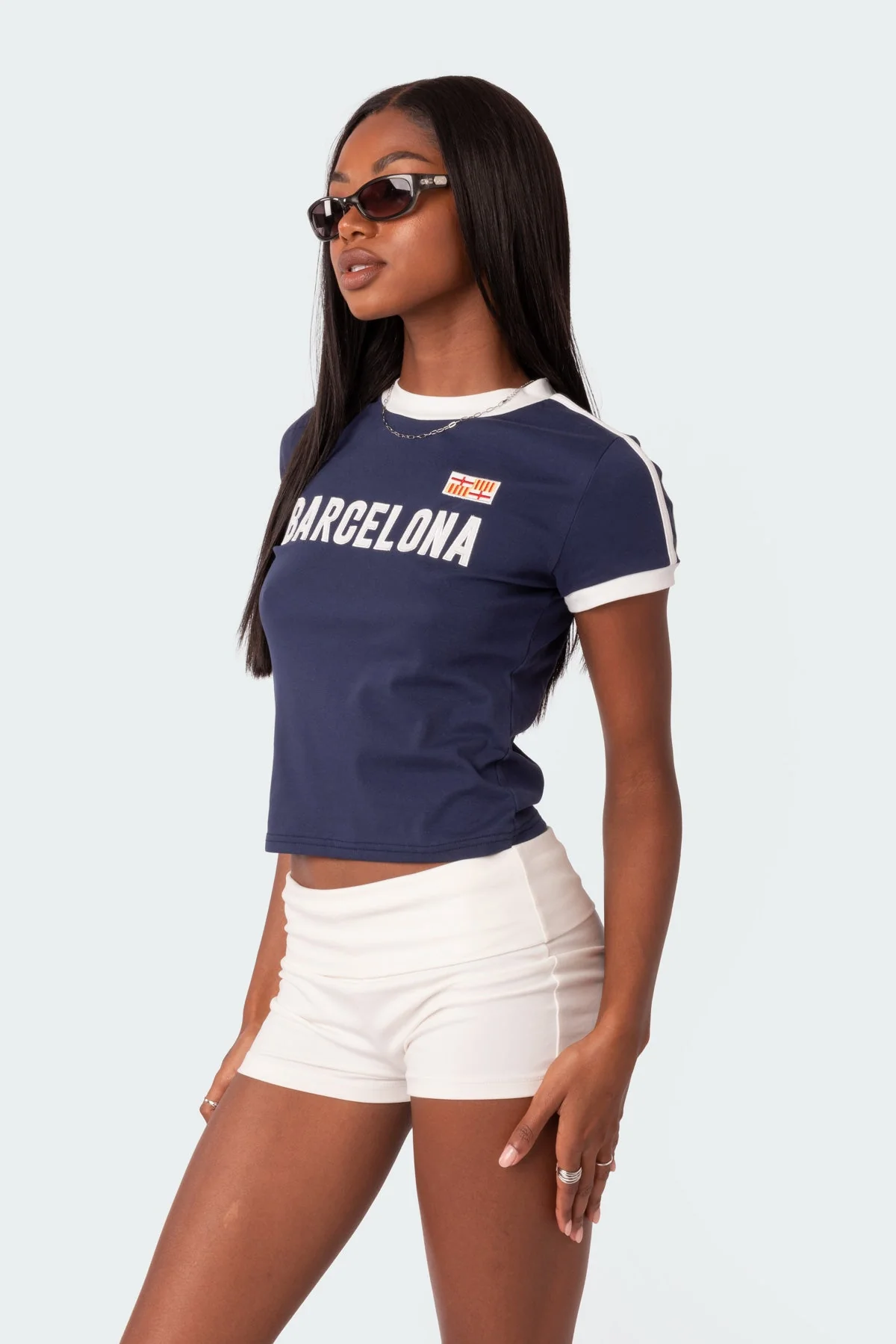 Navy Graphic Patch T-Shirt for Men - Cotton Spandex Blend