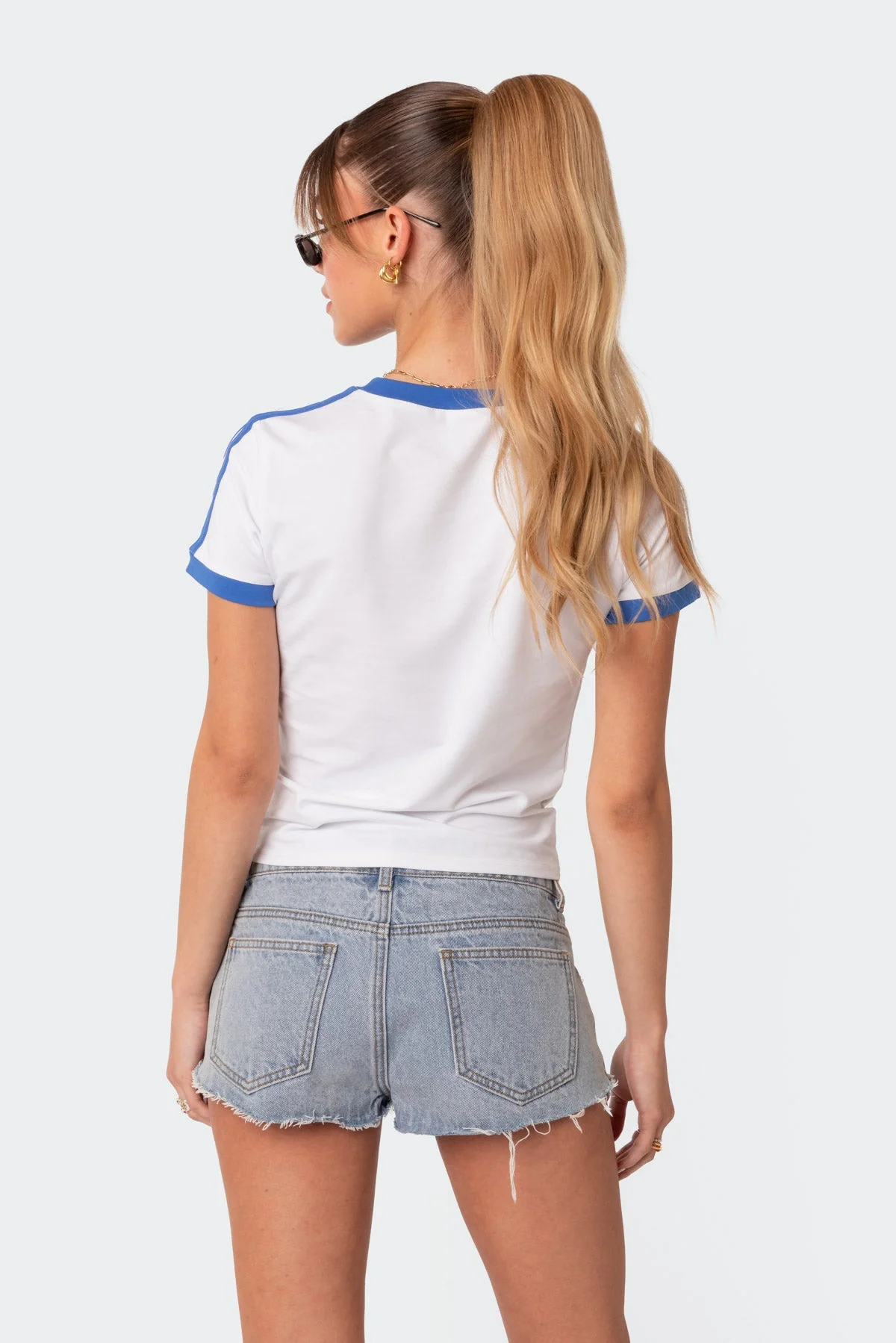 White Striped Sleeve Graphic Embroidery T-Shirt for Men and Women