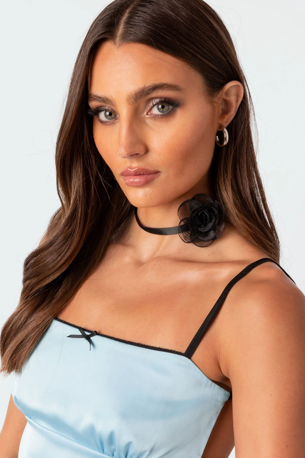 Black Flower Choker Necklace Elegant Style