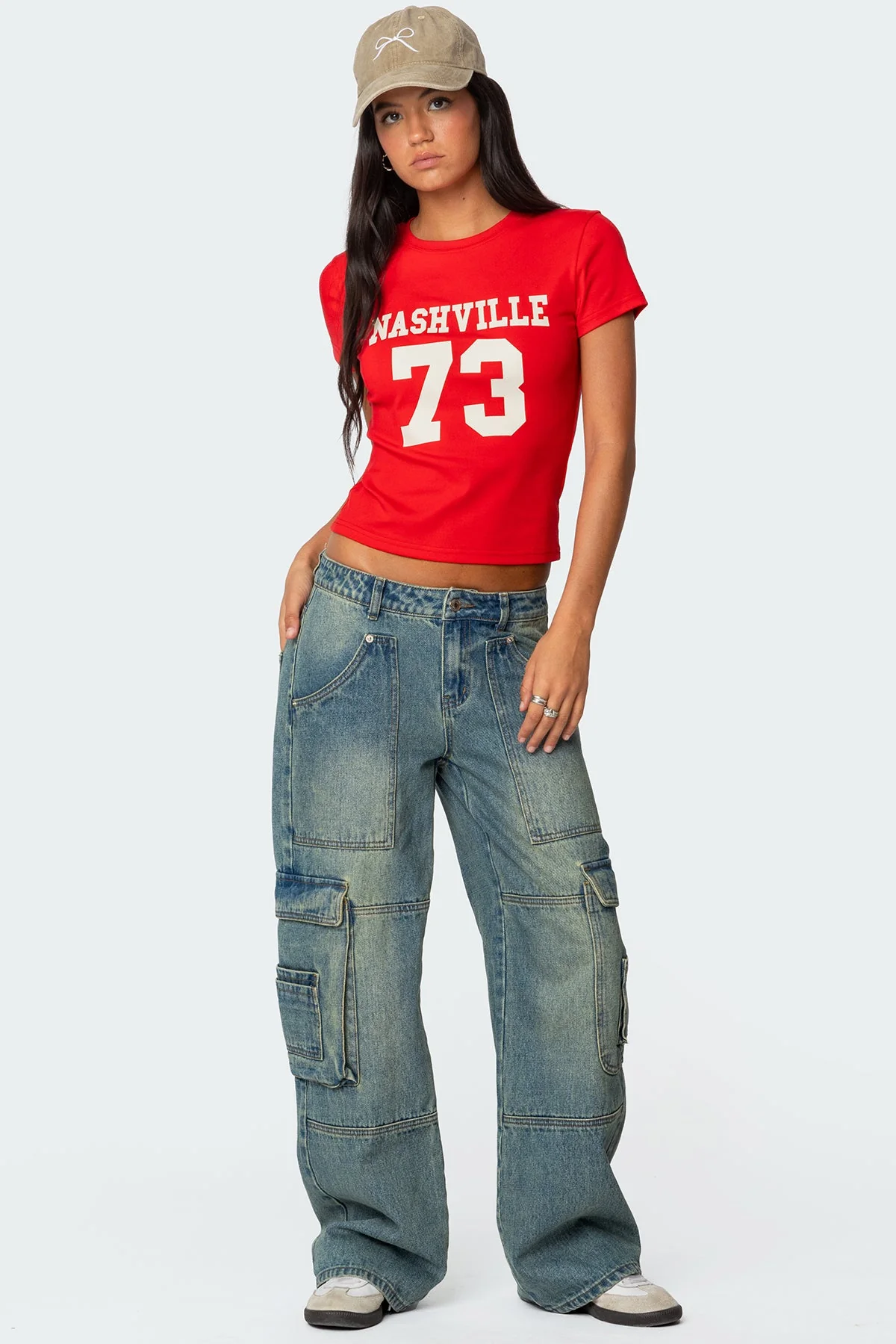 Blue Washed Cargo Denim Pants