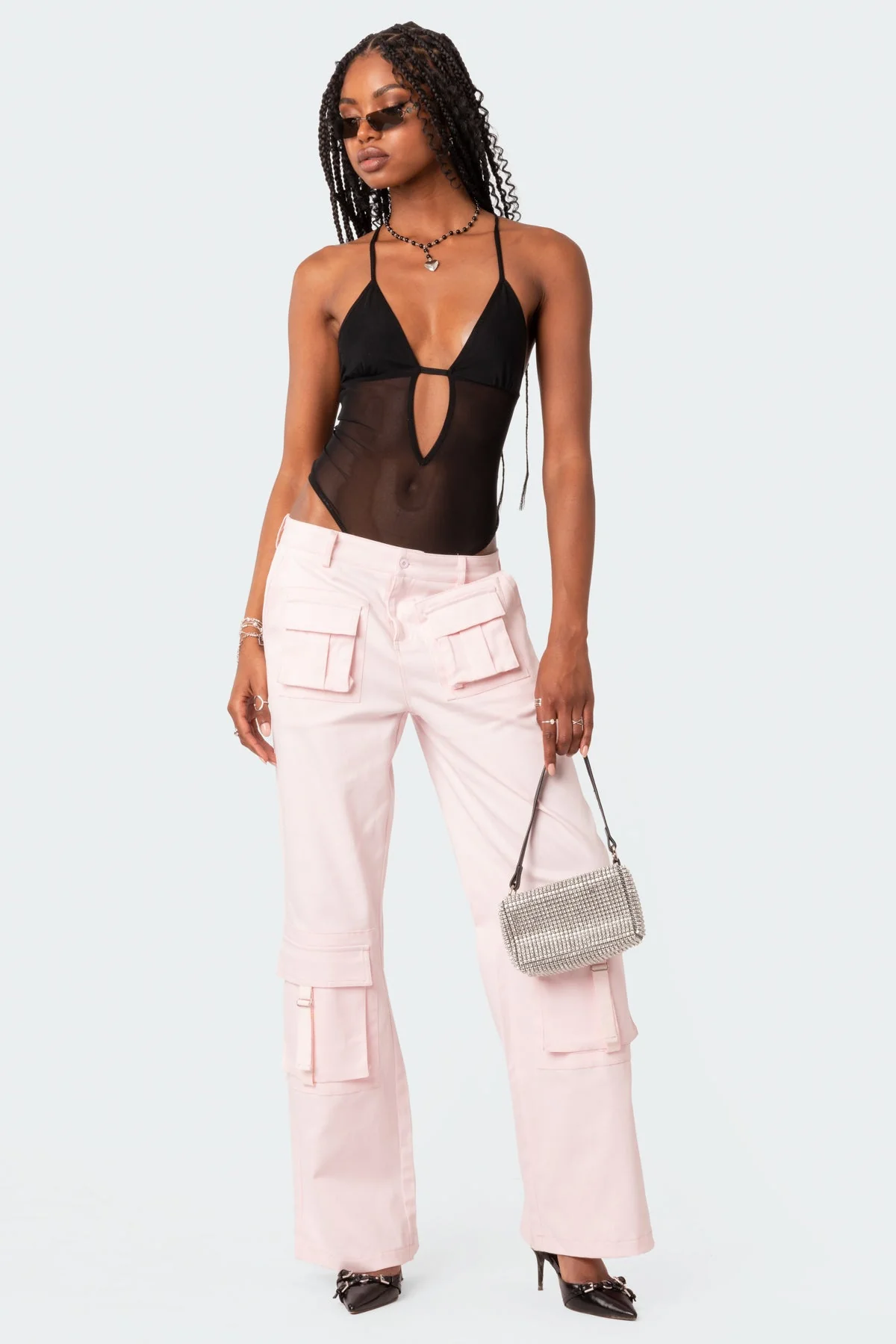 Black Sheer Mesh Bodysuit - Elegant Alva Design