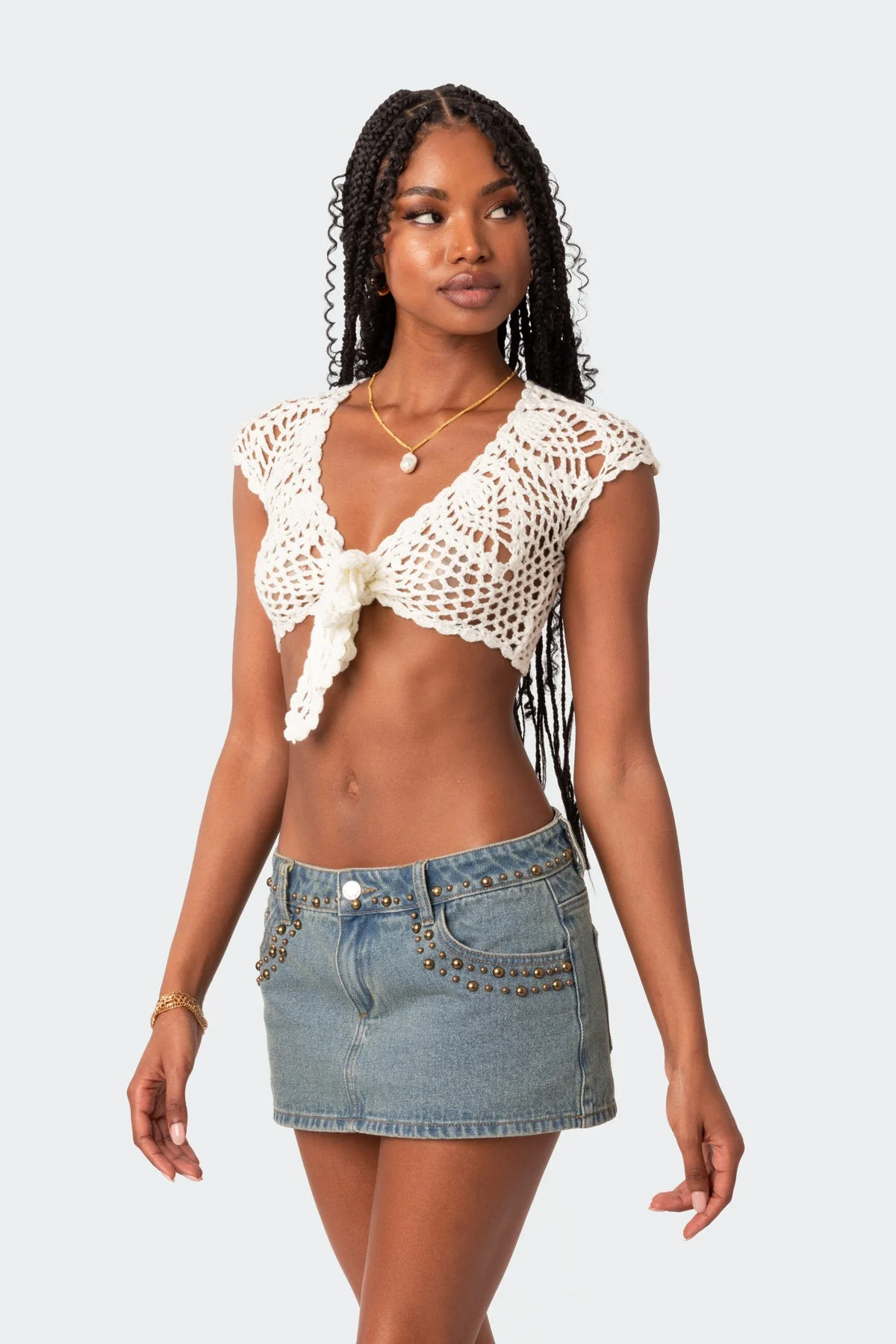 Cream Crochet Tie Front Top - Stylish Summer Fashion