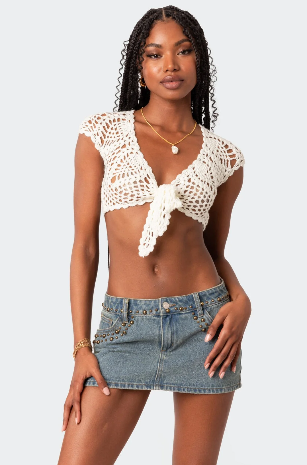 Cream Crochet Tie Front Top - Stylish Summer Fashion