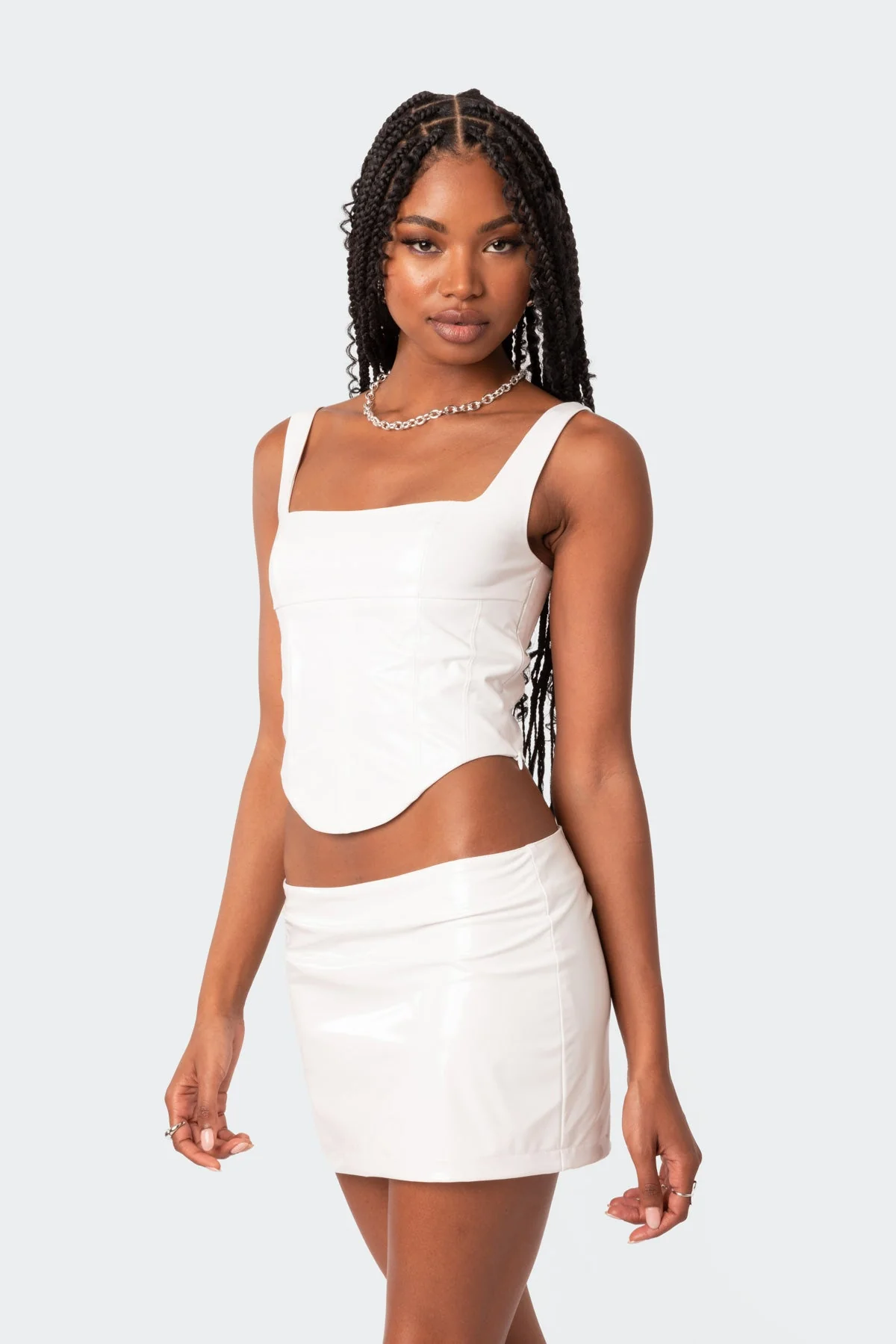 Vinyl Corset Top in White - Stylish Amiyah Collection