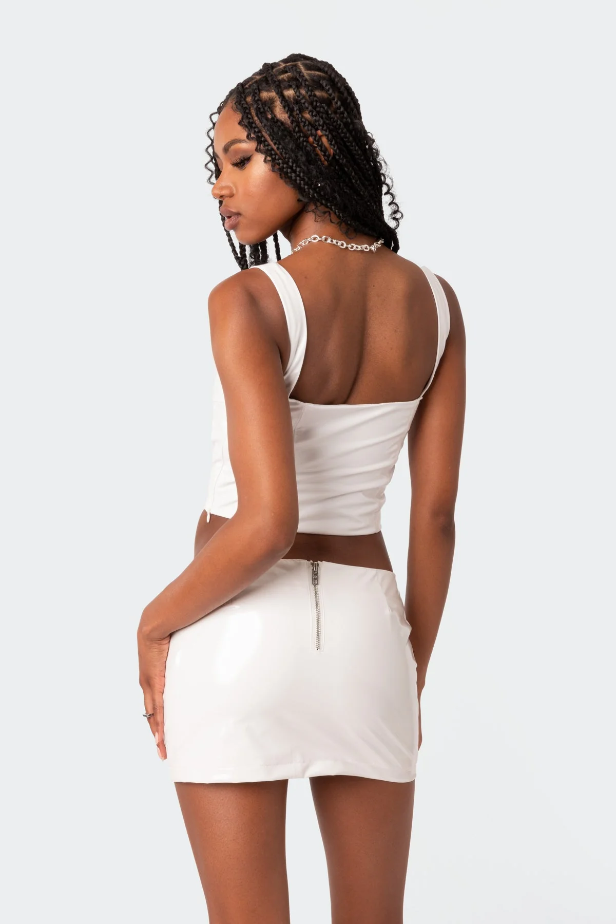 Vinyl Corset Top in White - Stylish Amiyah Collection