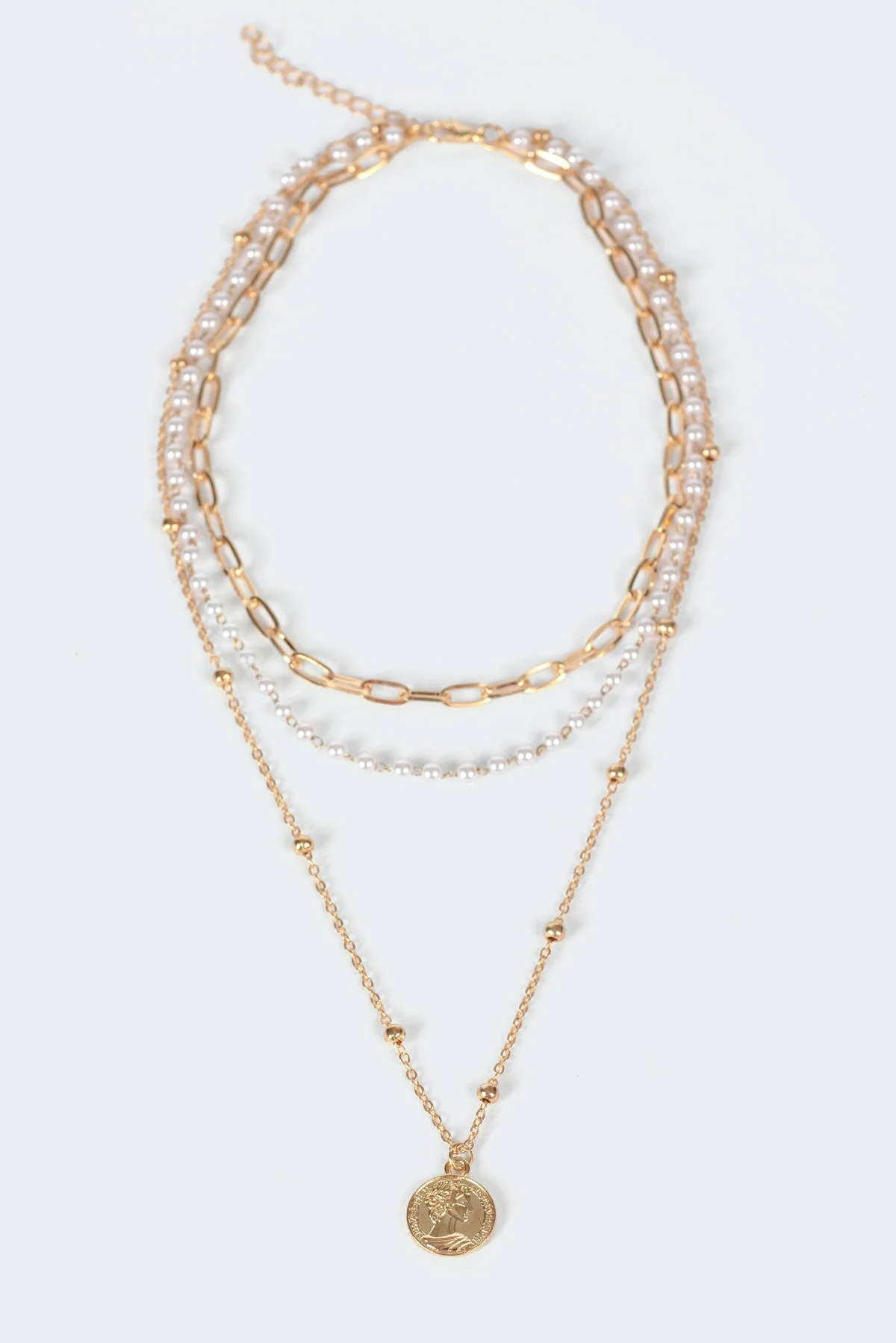 Layered Gold-tone Coin Pendant Necklace for Trendy Girls