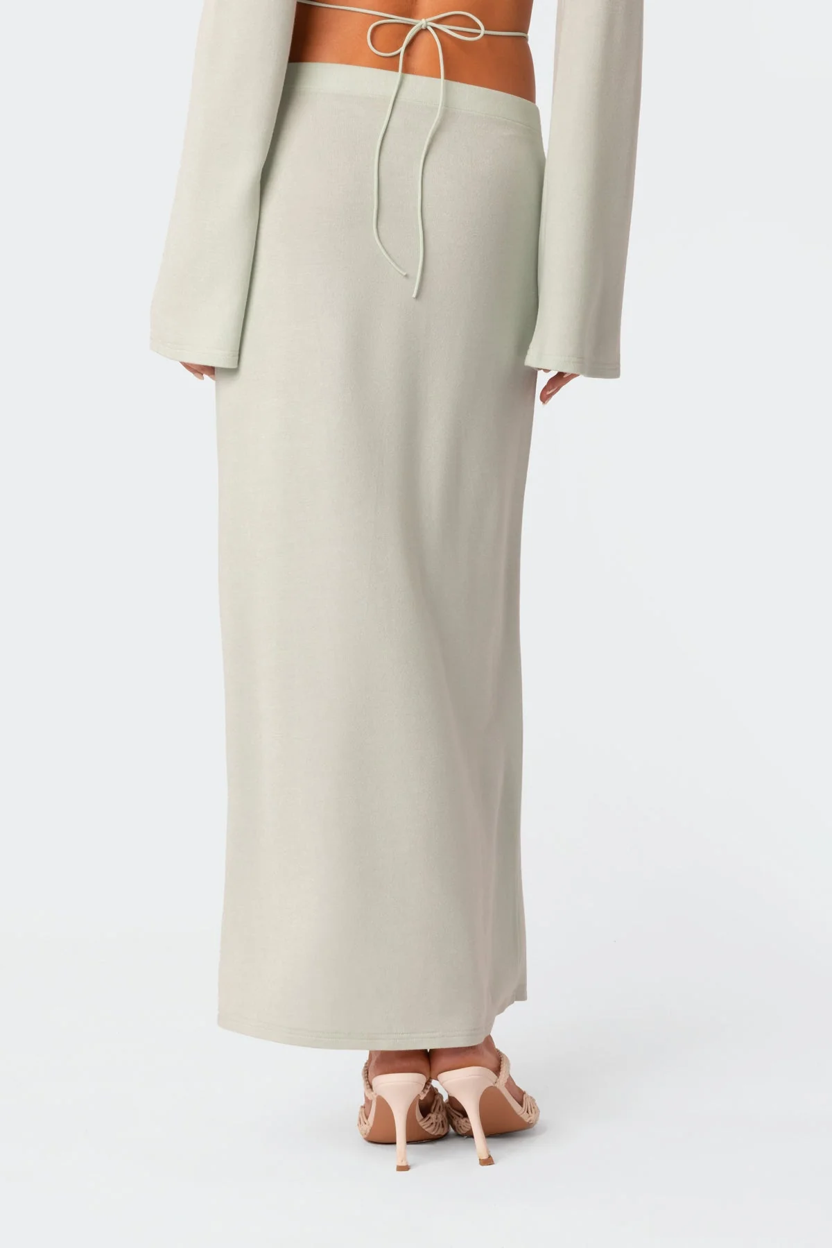 Green Low Rise Strap Maxi Skirt Womens Set