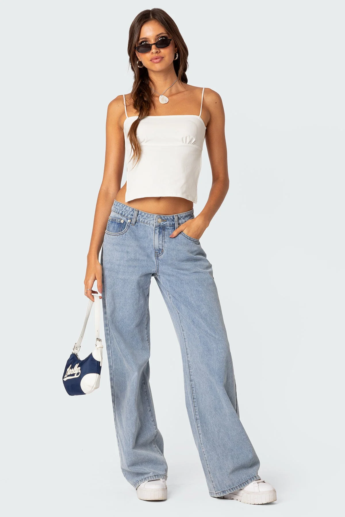 White Tie-Back Crop Top in Cotton Spandex Mix