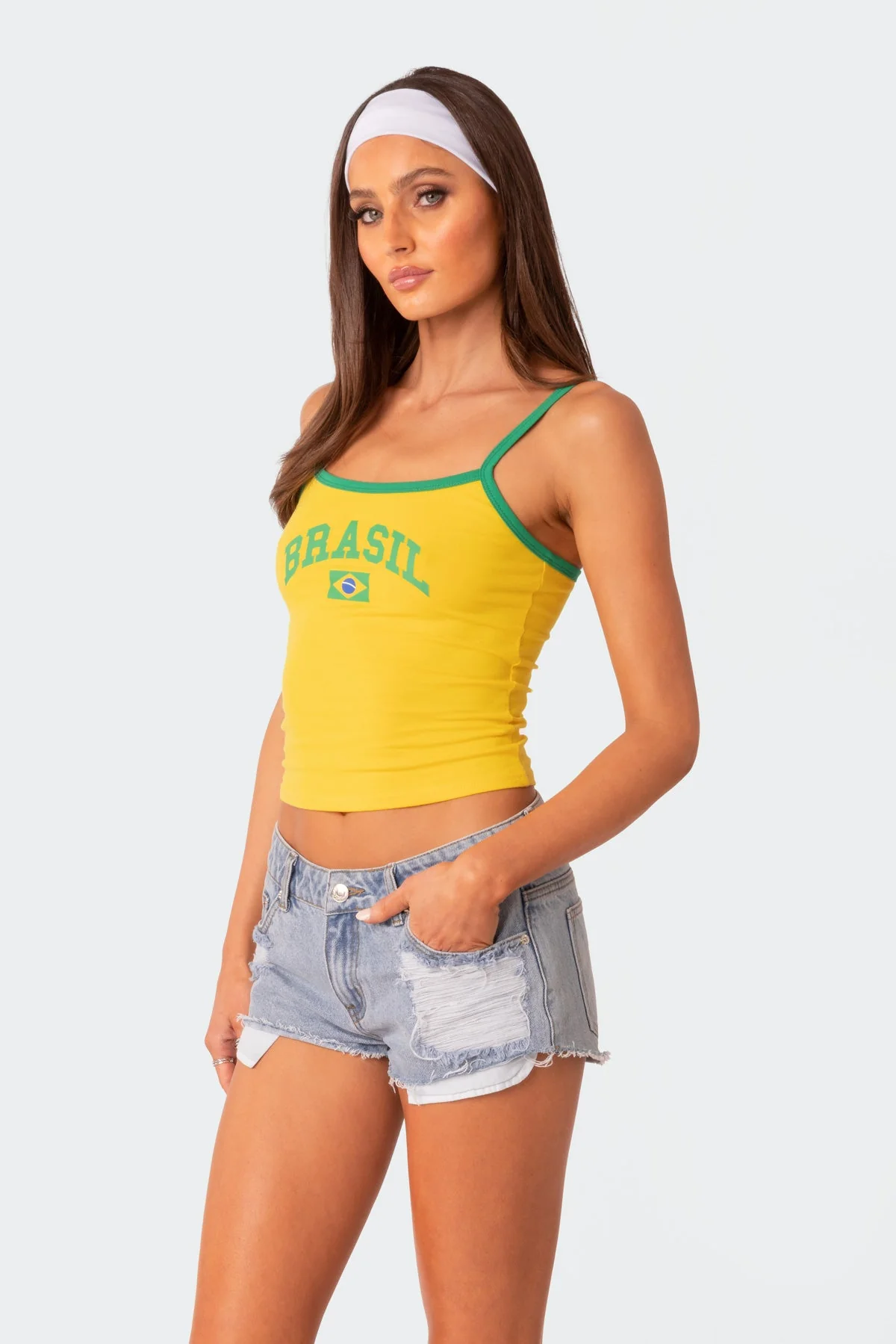 Yellow Graphic Tank Top for Women - Cotton & Spandex