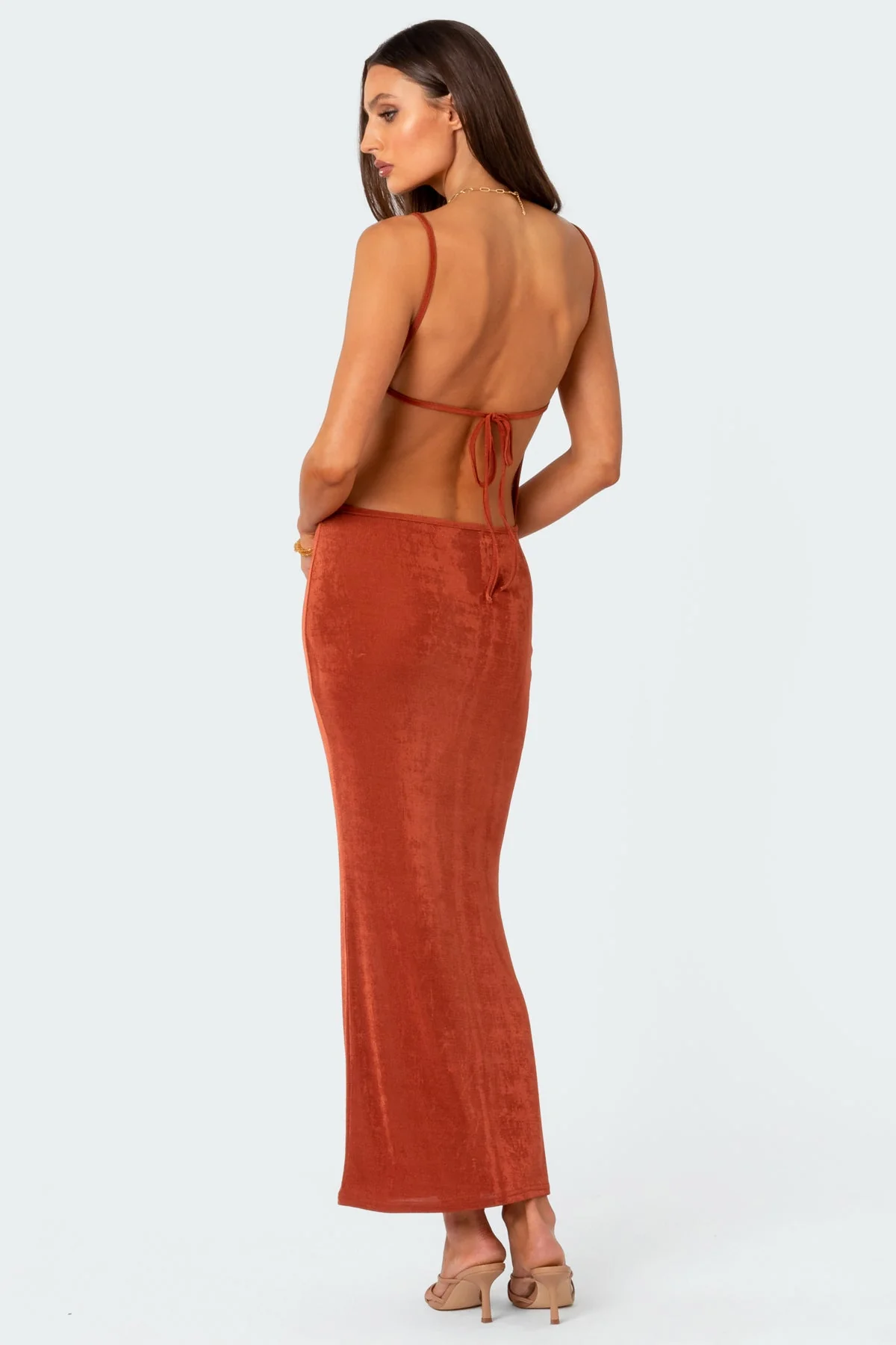 Chic Open Back Red Maxi Dress