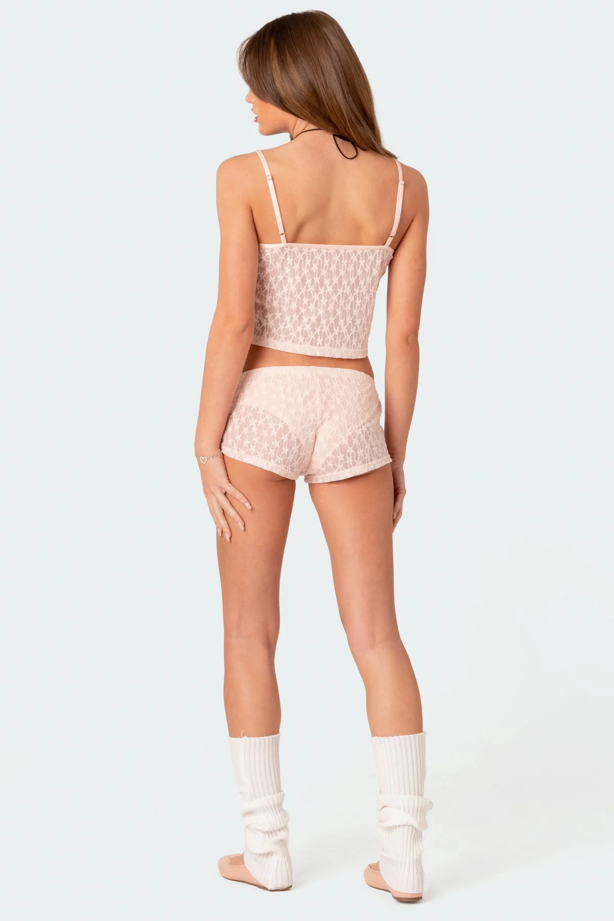 Starstruck Sheer Micro Shorts, Low Rise Sleepwear, Light Pink