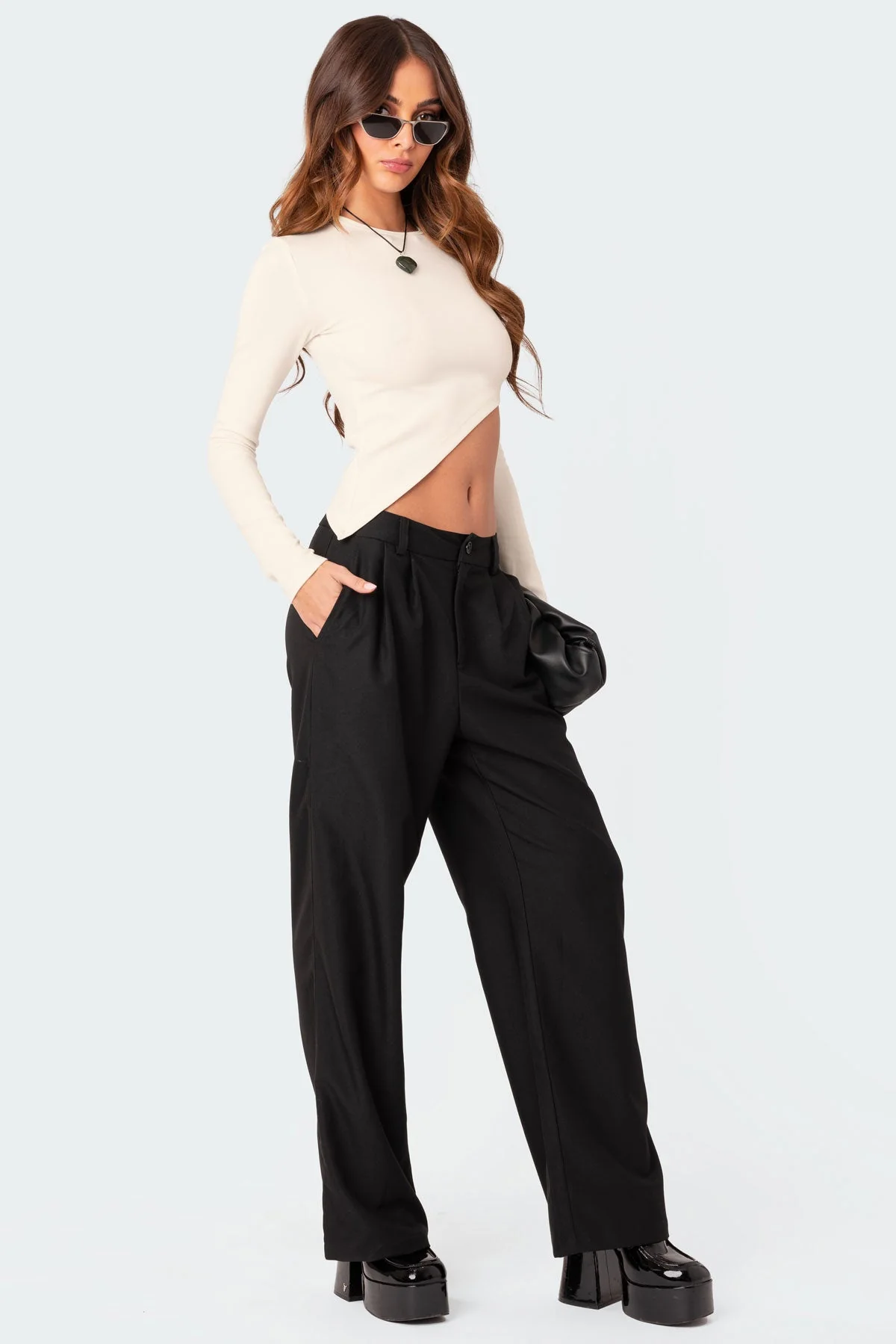 Cream Asymmetric Crop Top - Stylish & Comfortable