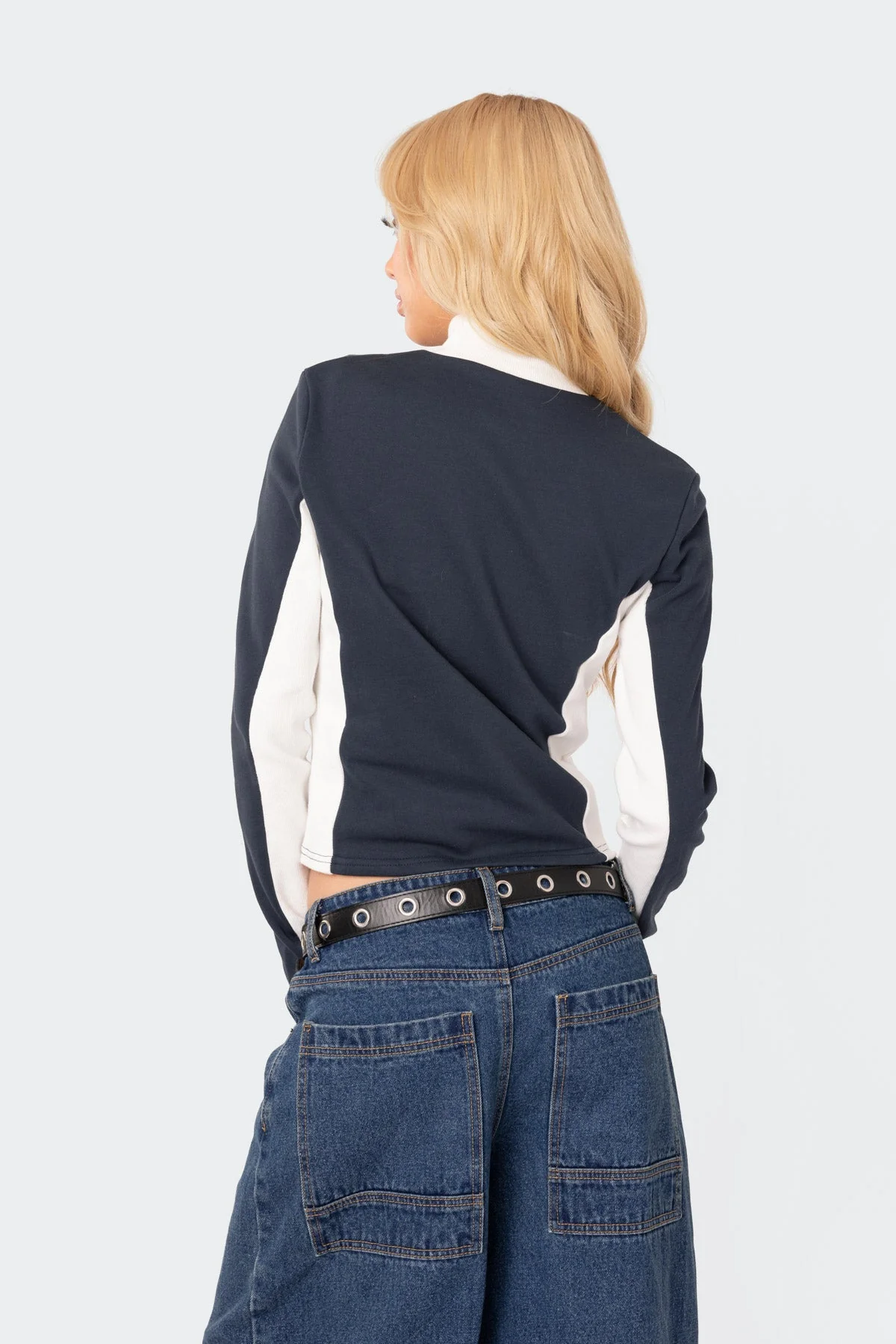 Modern Zip-Up Sweatshirt with Cowl Neck