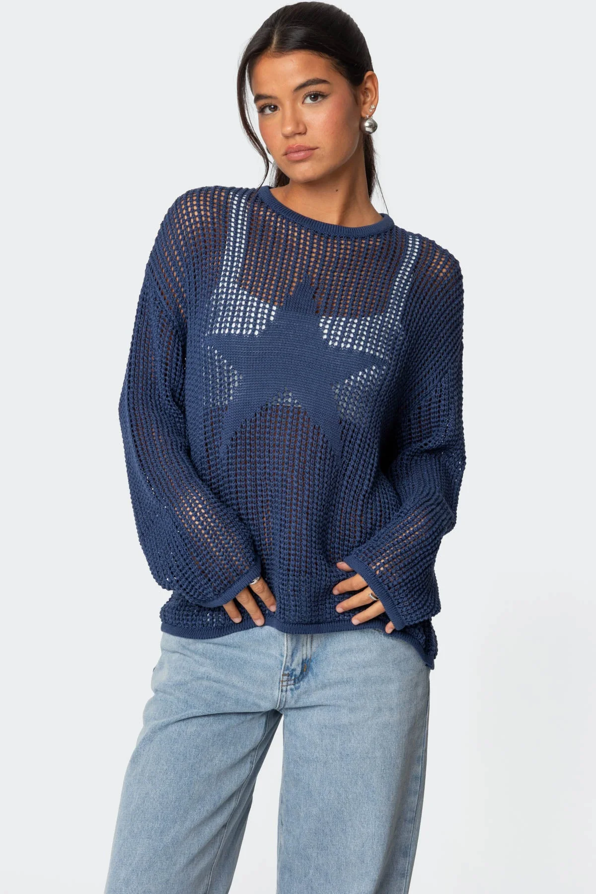 Blue Starry Night Oversized Sweater
