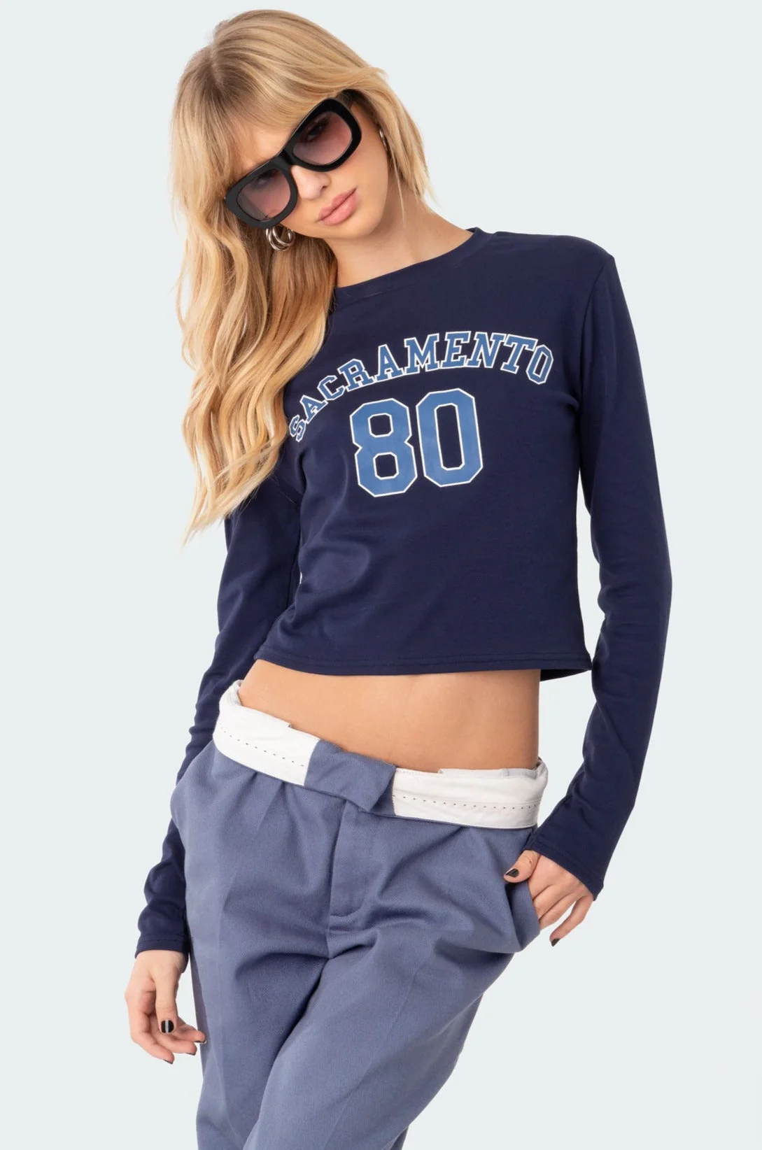 Blue Sacramento Long Sleeve Graphic T-Shirt
