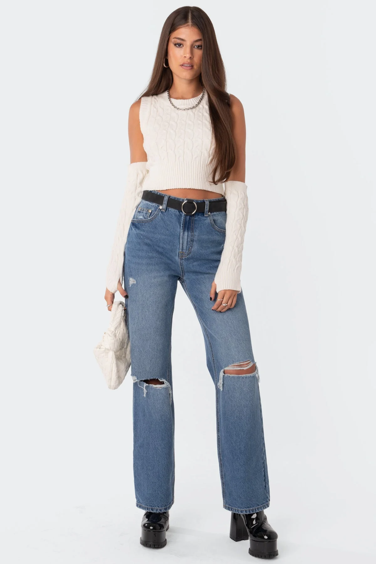 Dark Blue High-Rise Wide Leg Jeans for Women