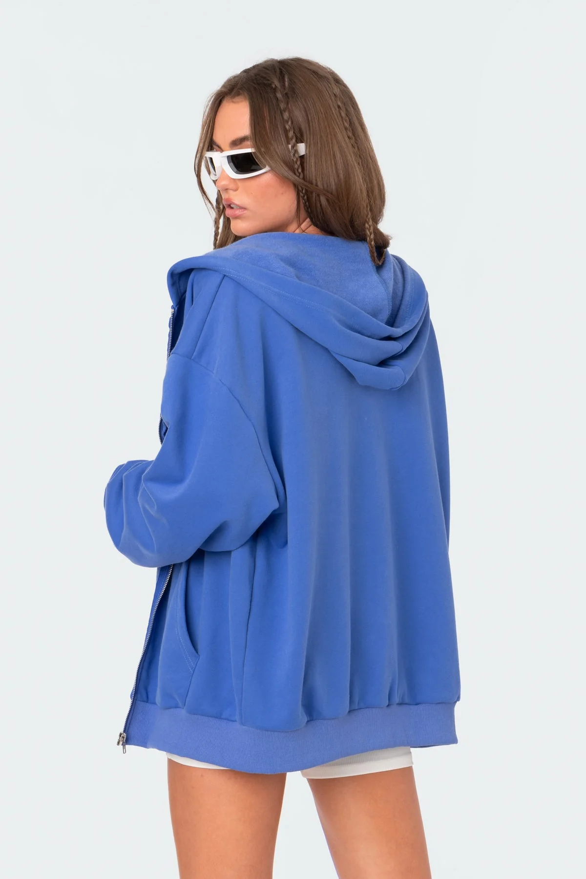 Blue Oversized Hoodie with New York Applique