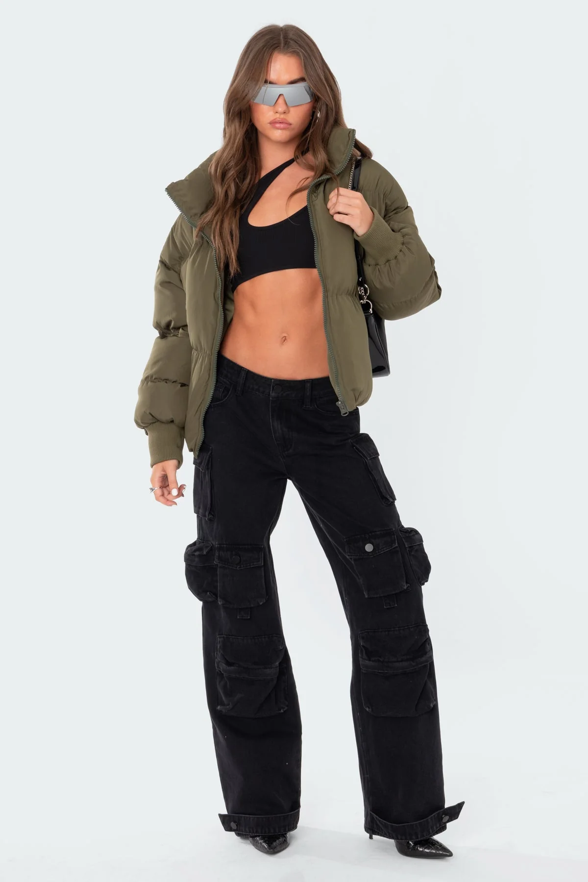Olive Oversized Puffer Jacket for Women