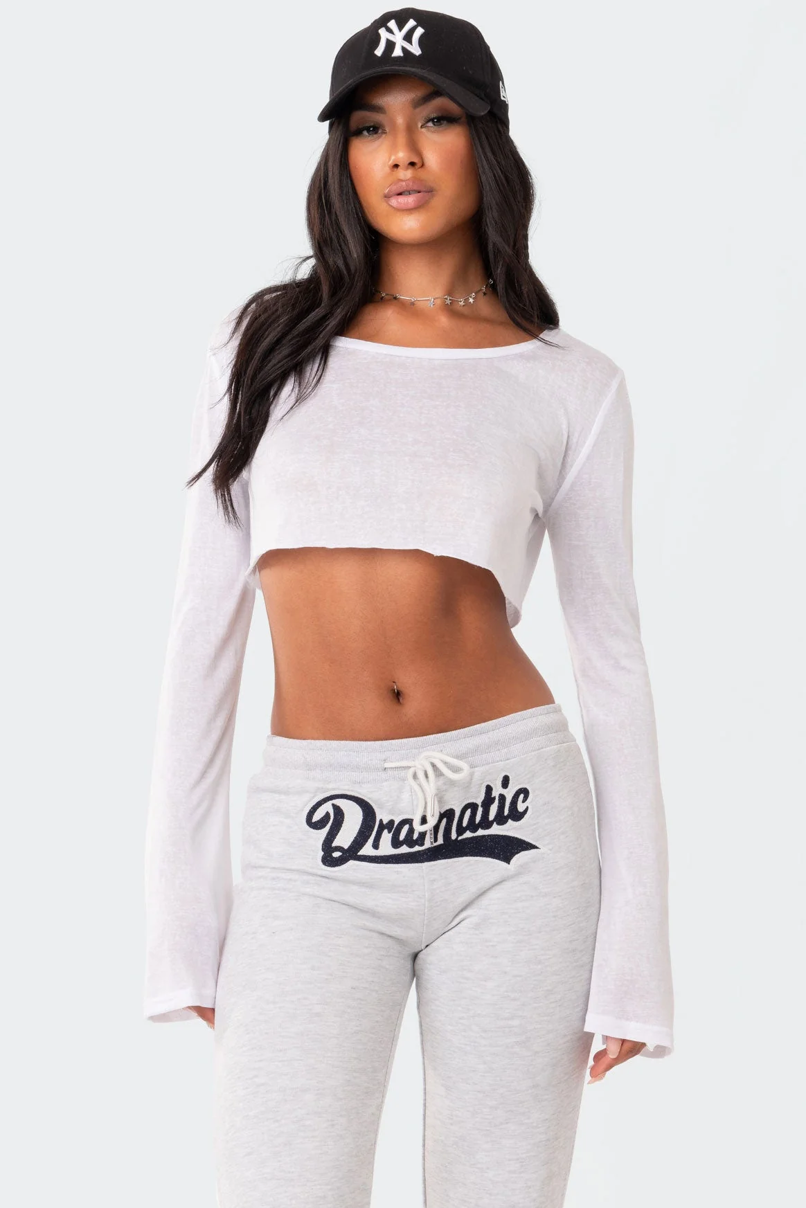 White Sheer Crop Top with Raw Hem Detailing