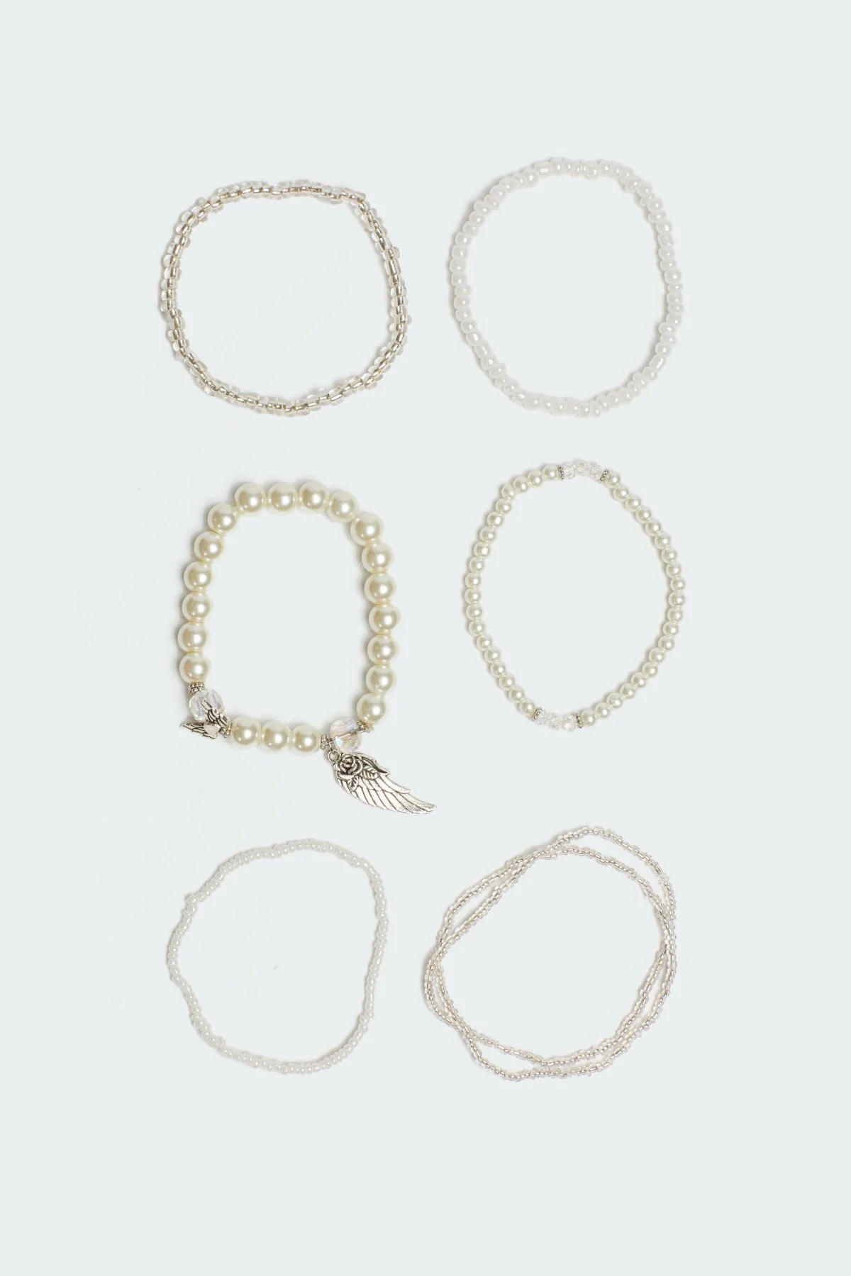 Chic Silver Beaded Bracelet Set