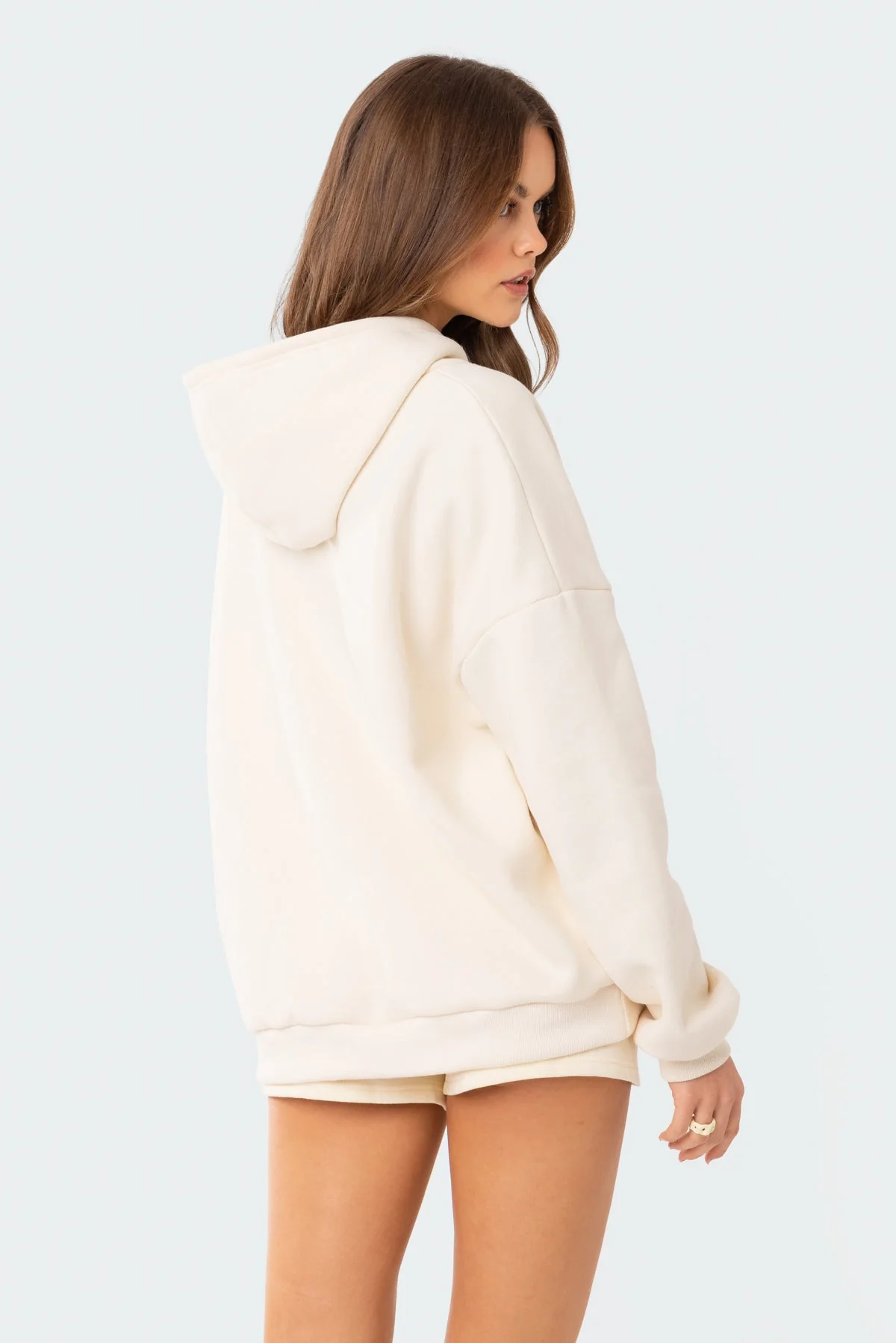 Soft Malibu Graphic Hoodie Cream Polyester Cotton