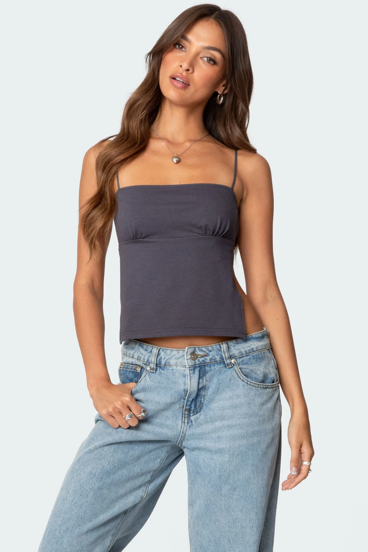 Womens Gray Tie-Back Crop Top - Stylish Open-Back Design