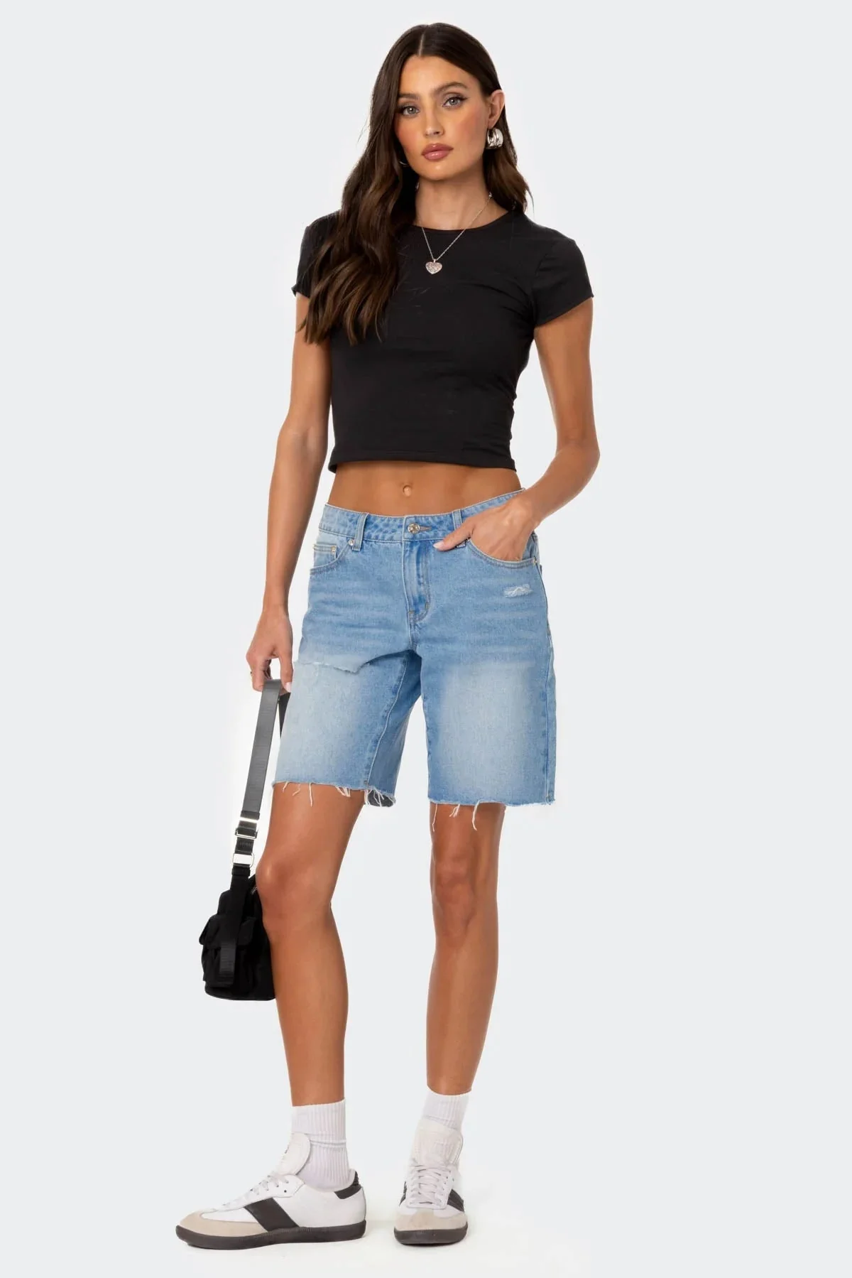 Open-Back Cotton Spandex Black T-Shirt