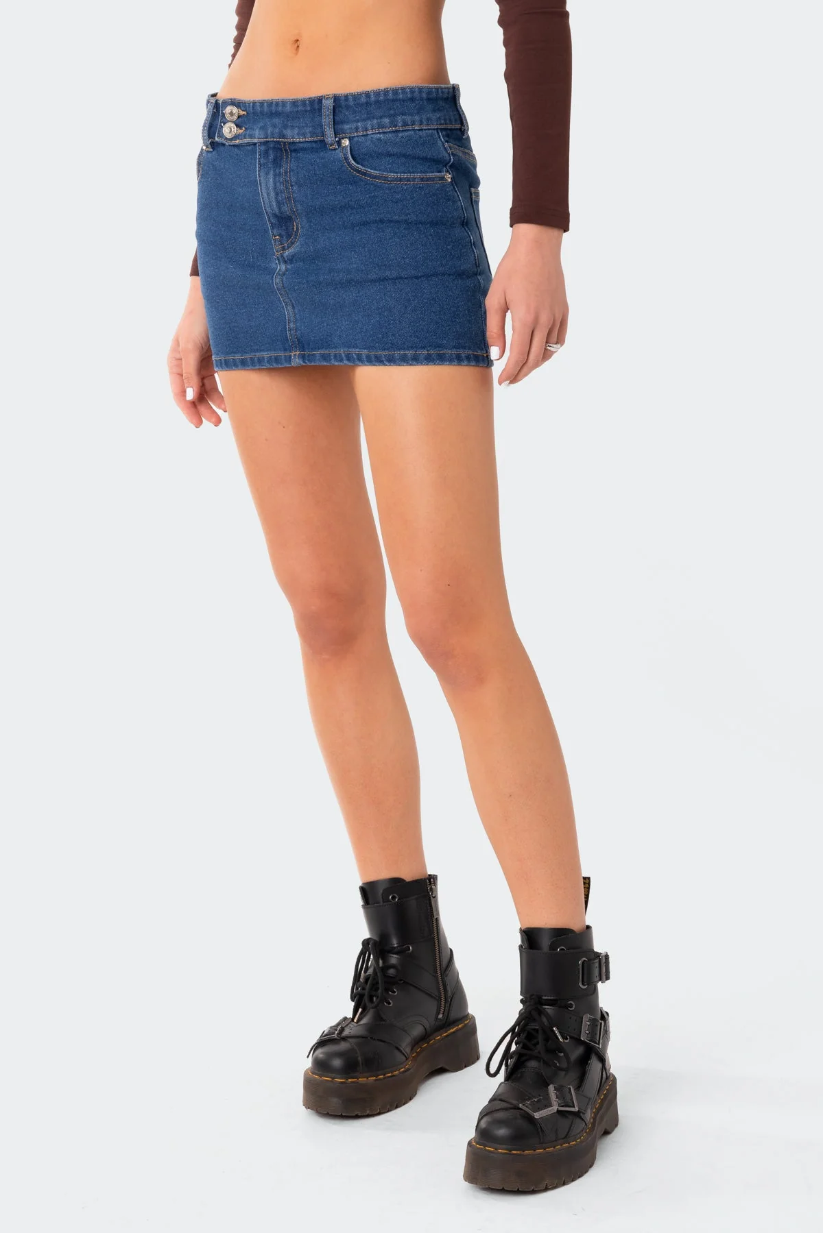 Blue Denim Mini Skirt - Low-Rise Stylish Apparel