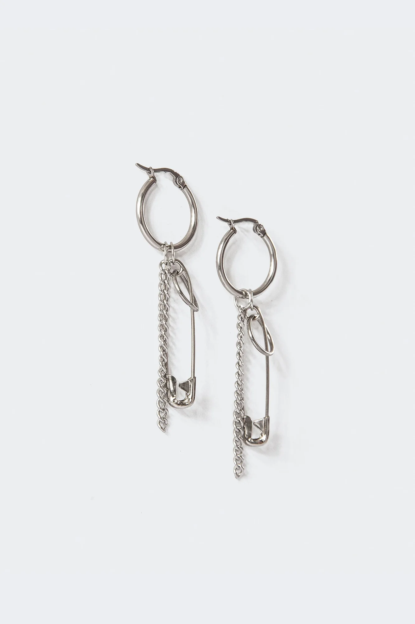 Silver Safety Pin Earrings - Trendy Statement Jewelry