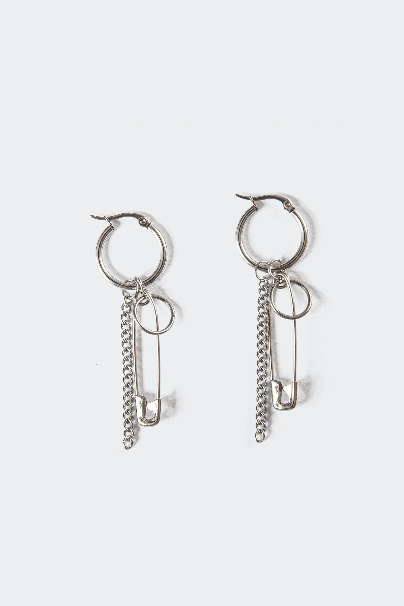 Silver Safety Pin Earrings - Trendy Statement Jewelry