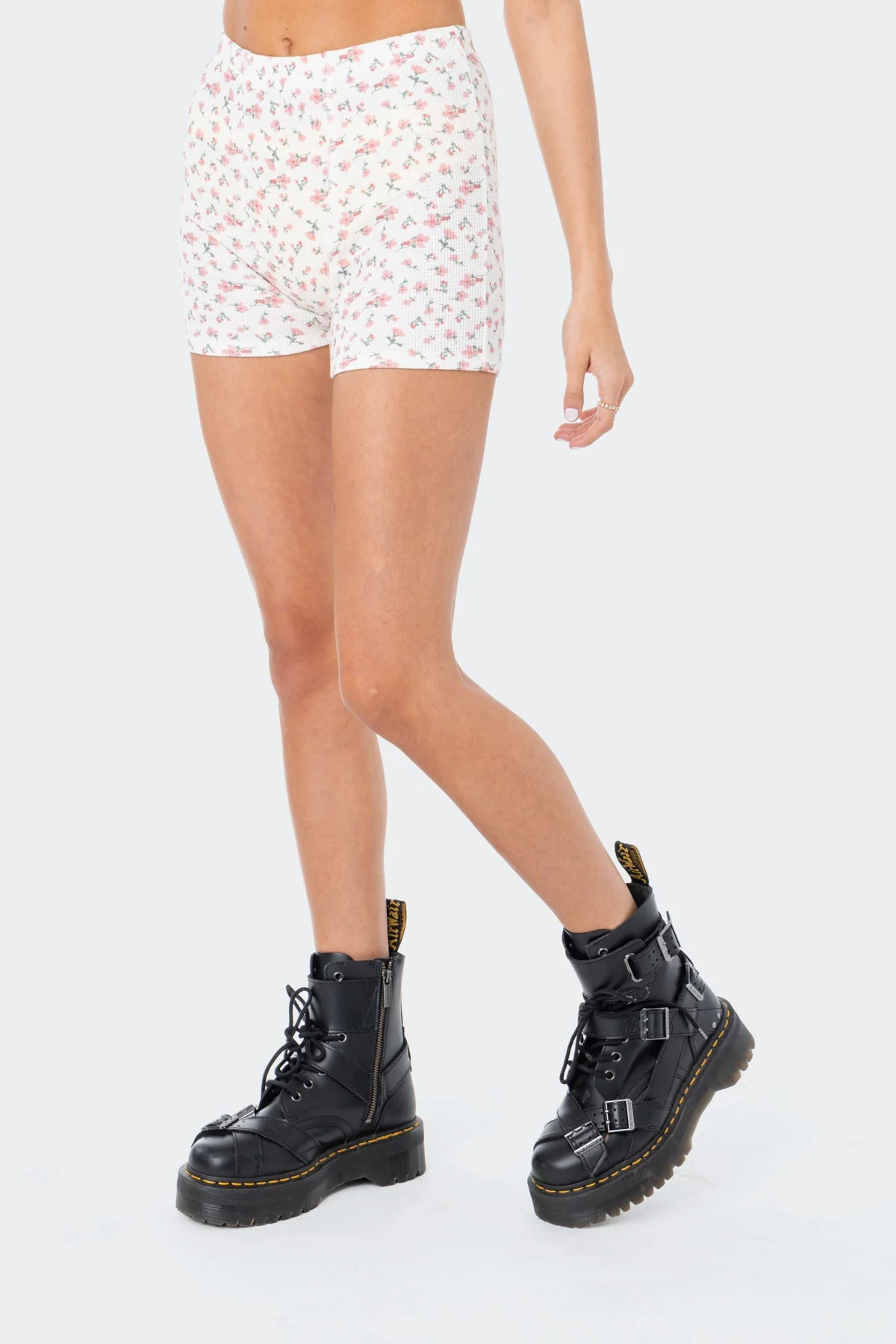 Cream Waffle Lounge Shorts Womens Set