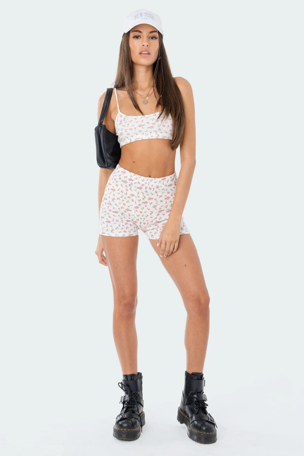 Cream Waffle Lounge Shorts Womens Set