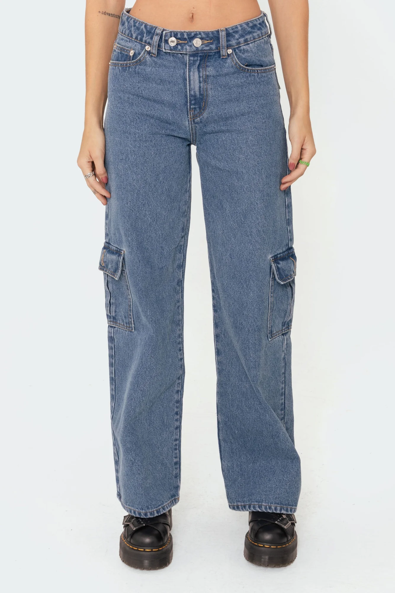 Blue Cargo Denim Pants for Women