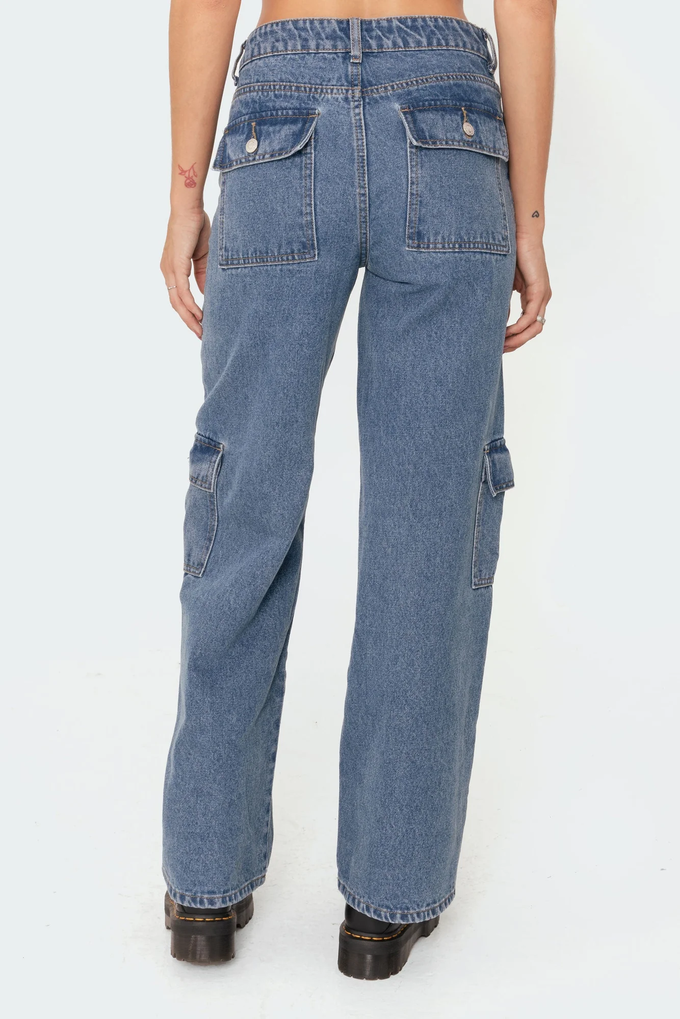 Blue Cargo Denim Pants for Women