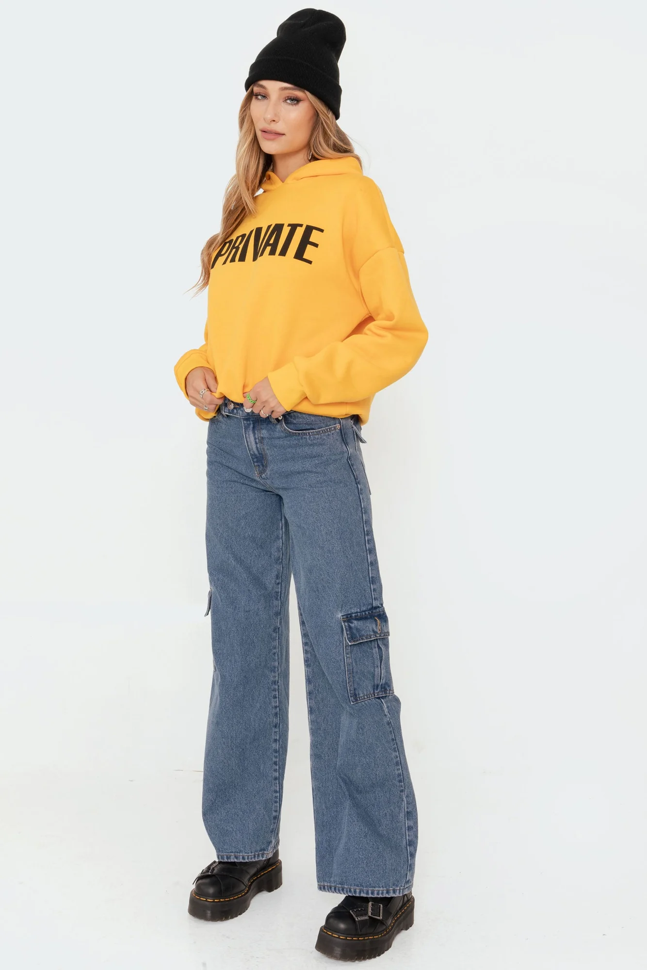 Blue Cargo Denim Pants for Women