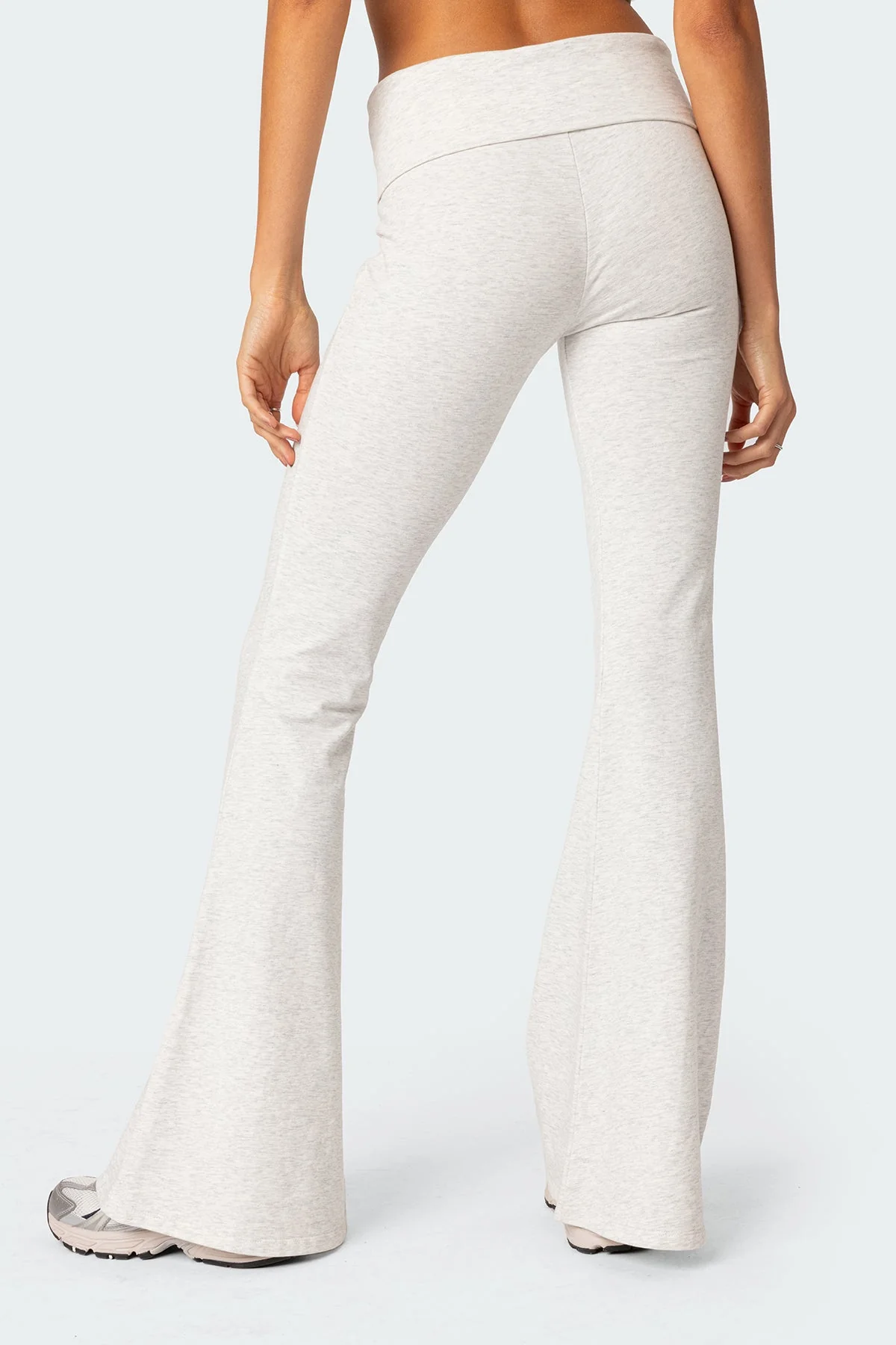 Gray Melange Flared Leggings Womens Cotton Spandex Loungewear Pants