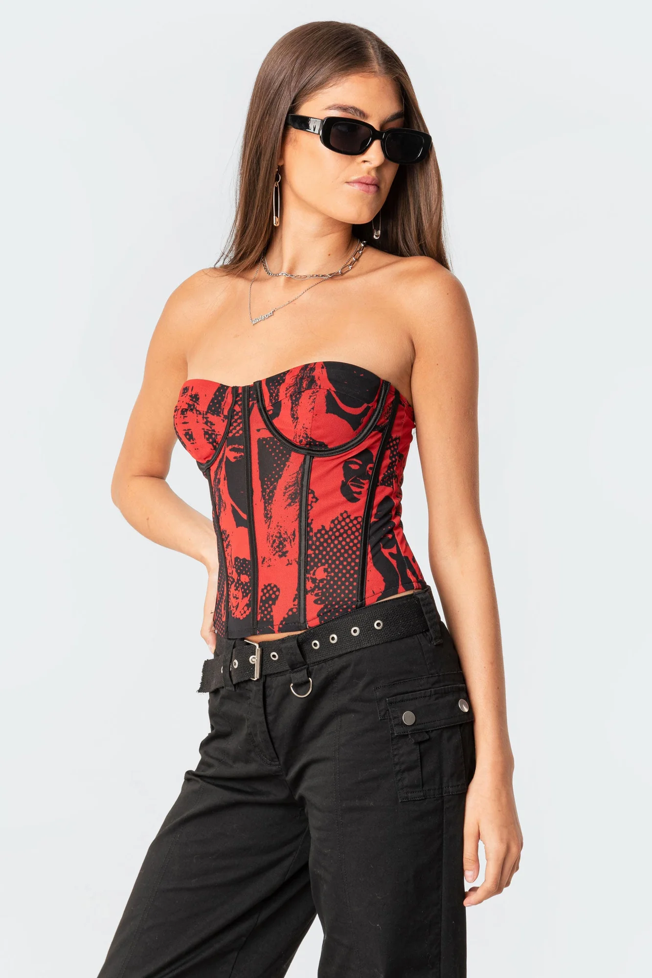 Red Mesh Corset Top