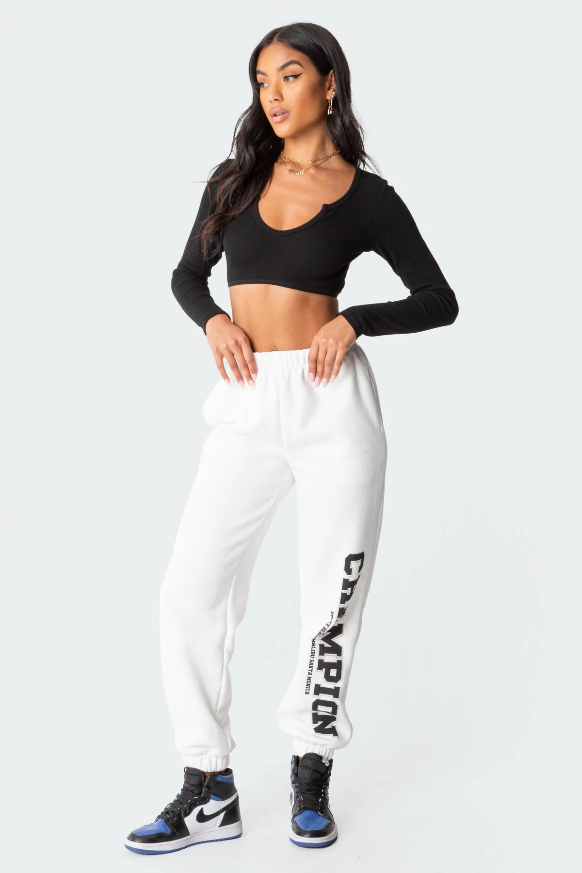 Ribbed Black Long Sleeve Crop Top