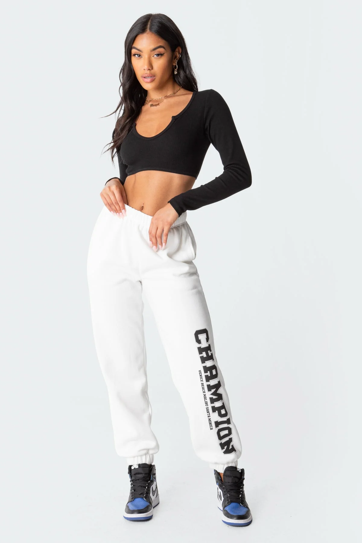 Ribbed Black Long Sleeve Crop Top