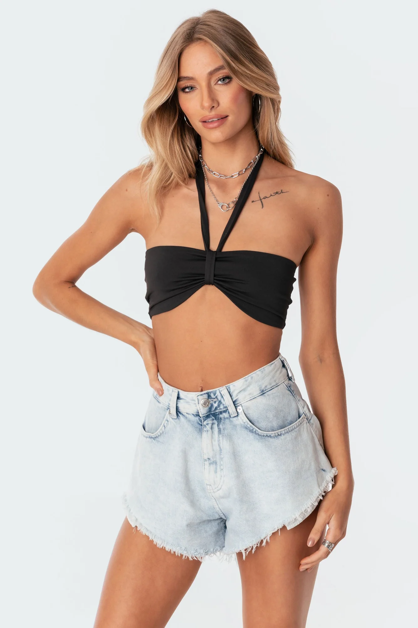 Adjustable Bandeau Crop Top with Removable Strap