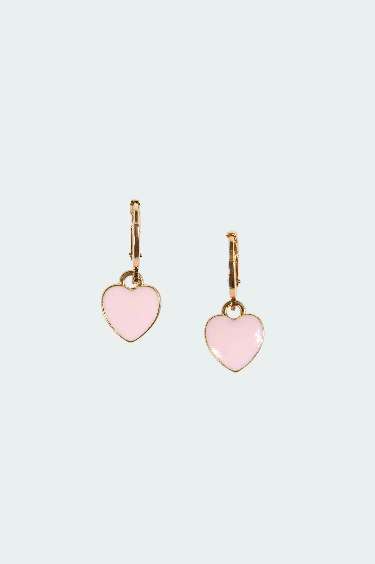 Heart Pendant Hoop Earrings in Gold Tone Metal