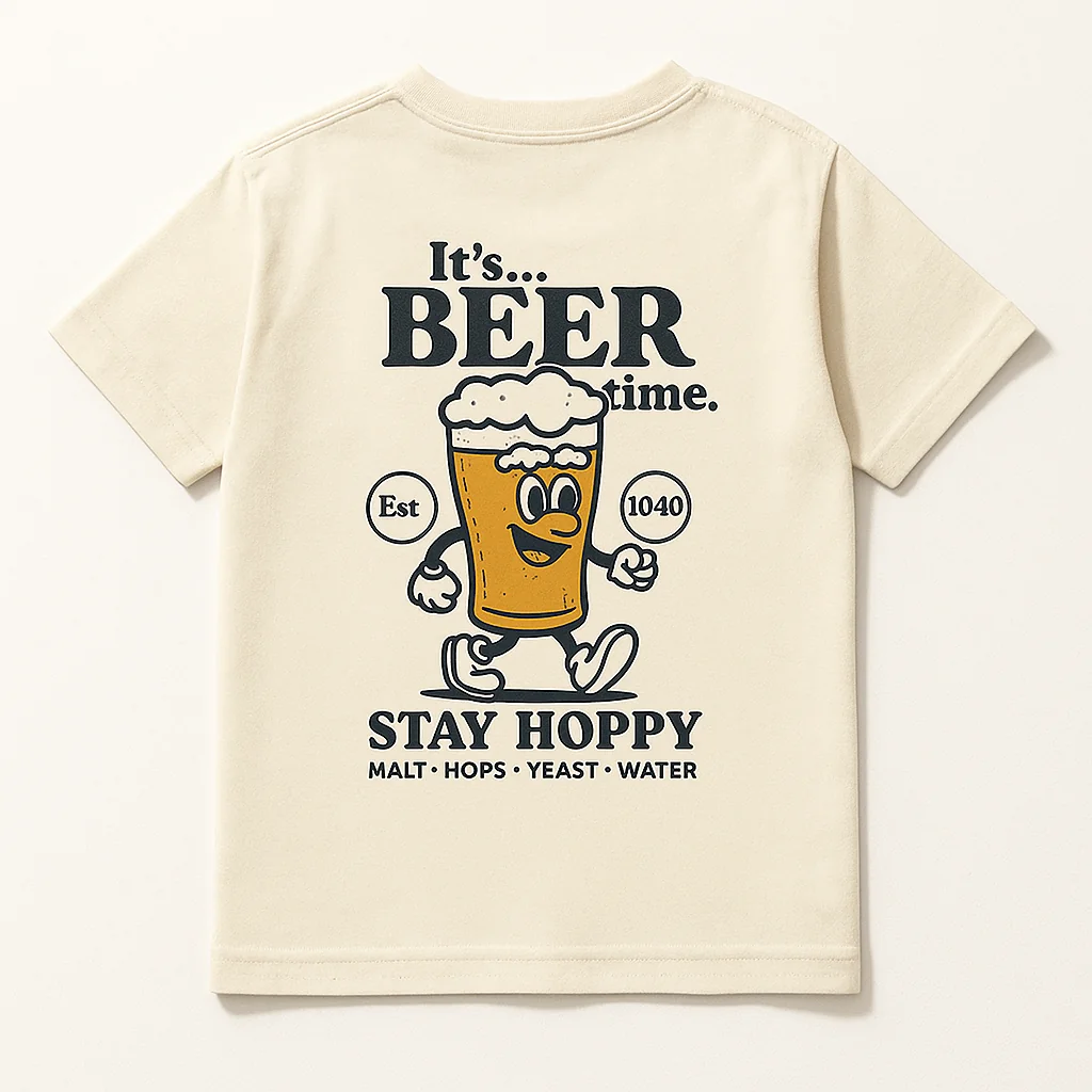Vintage Beer Time Graphic Tee - Stay Hoppy Back Print