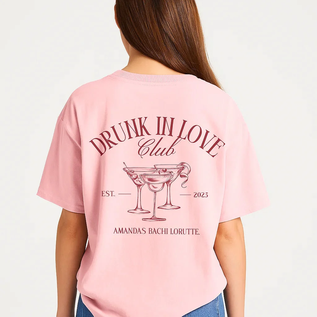 Cocktail Graphic Pink T-Shirt for Women - Fun & Festive Tee