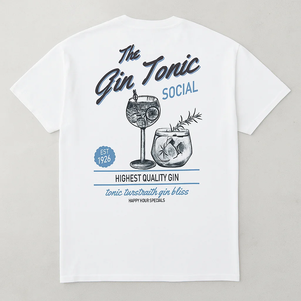 Vintage Cocktails Graphic Tee, Gin Tonic Social