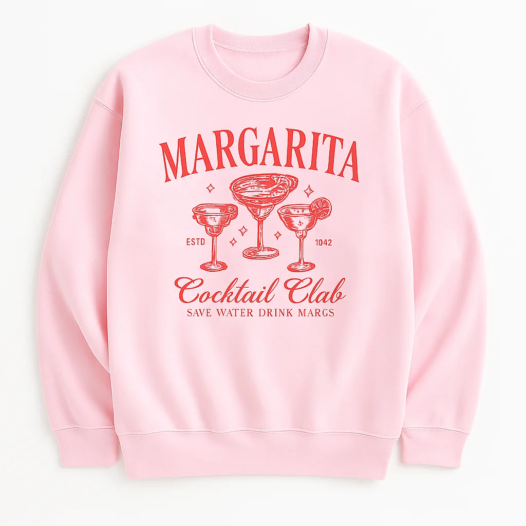 Playful Margarita Print Sweatshirt in Soft Pink - Flirty & Casual Style