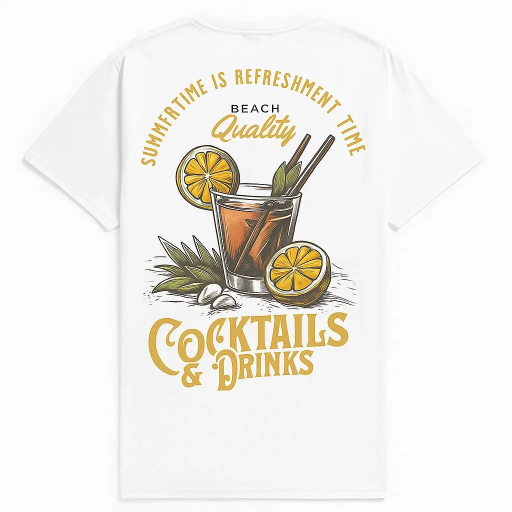Tropical Cocktail Graphic Tee in Vibrant Colors