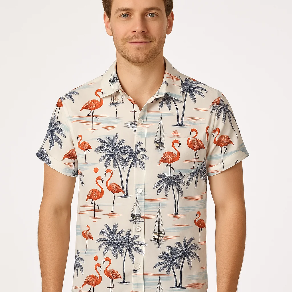 Tropical Escape Printed Shirt for Men - Lightweight Beachwear
