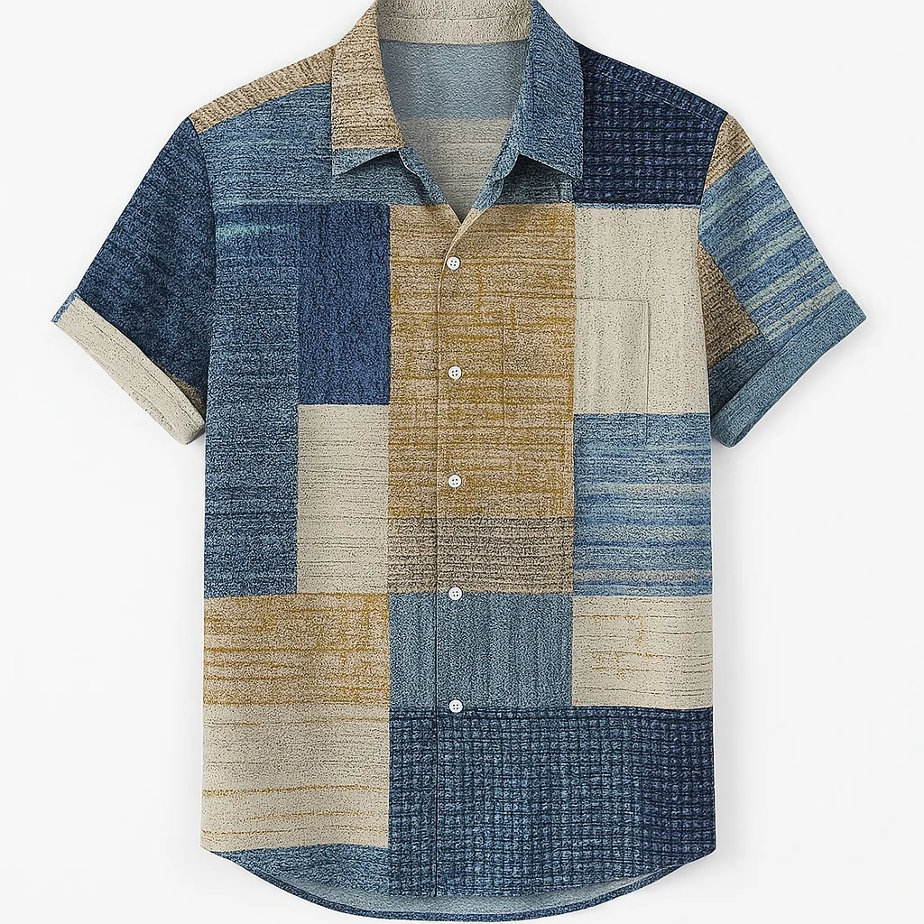 Coastal Charm Patchwork Shirt - Lightweight & Breathable